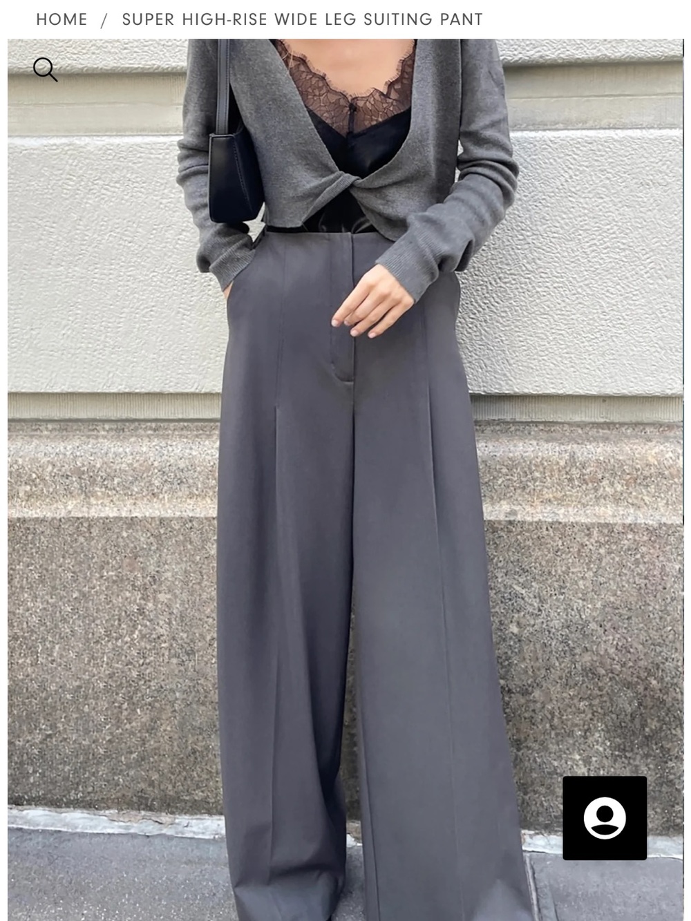 OAK + FORT Wide Leg Suiting Pant in Charcoal Gray